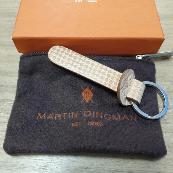 Martin Dingman Tan American Saddle Leather Keychain Accessory Felt Zipper Bag - Picture 3 of 8